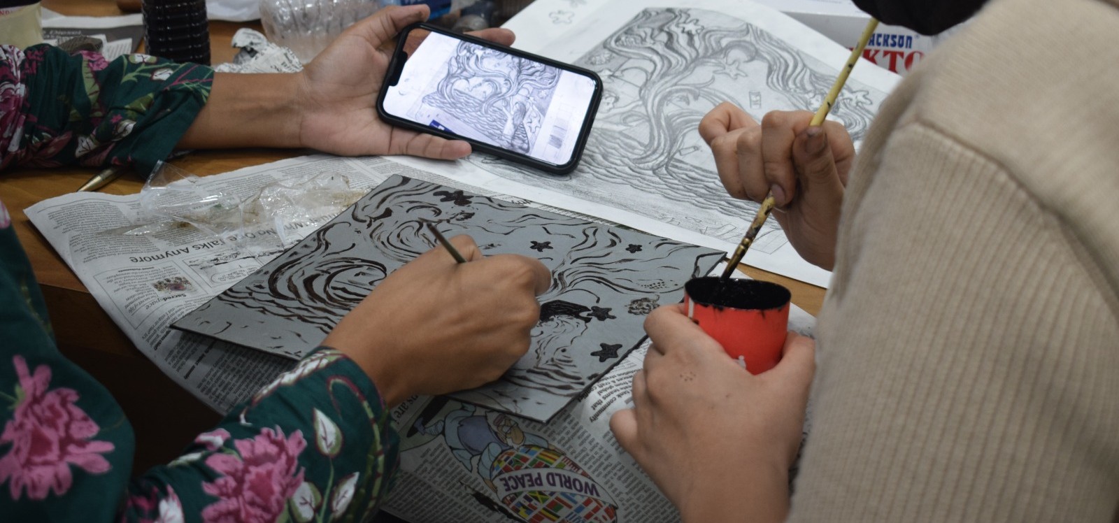 Students exploring creative processes